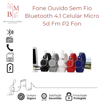 Fone Ouvido Bluetooth Potente 4.1 Celular Micro Sd Fm P2 Mp3 Anúncio com  variação - E_IDEIAS ONLINE